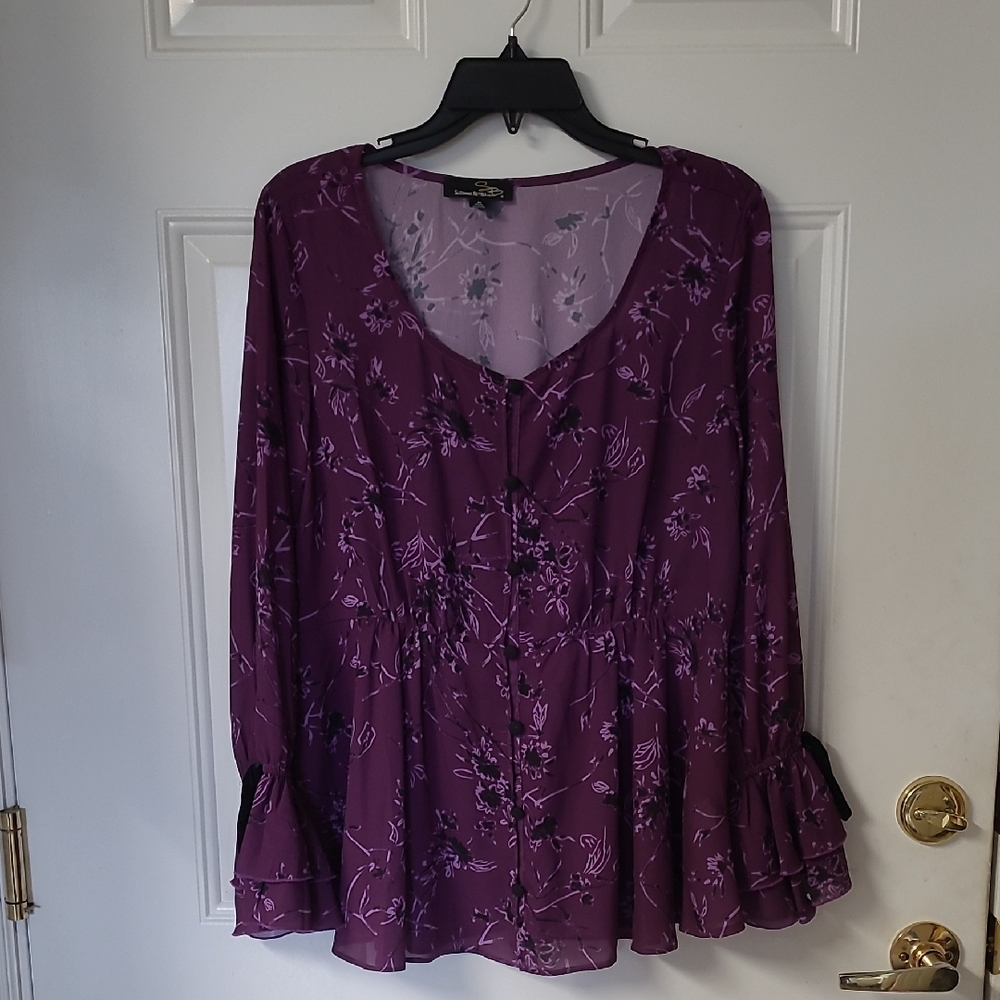 Suzanne Betro Plum Floral Blouse